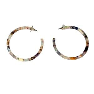 Tortoiseshell Hoop Earrings Large Multicolor Resin Hoops Classic Statement